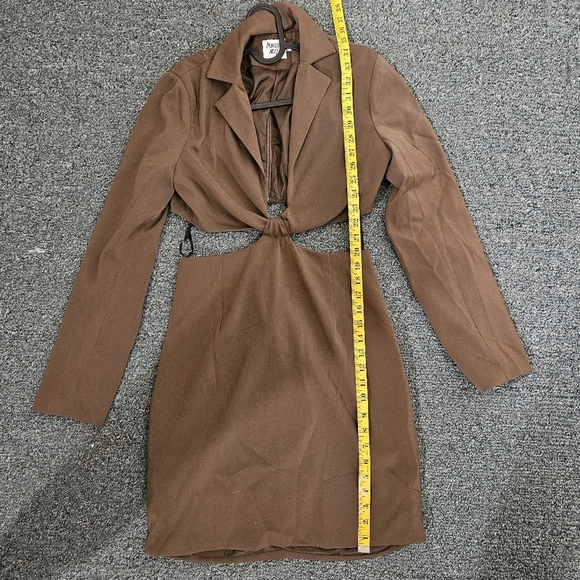 NWOT Princess Polly Brown Long Sleeve Cut-Out Dress - Picture 4 of 7